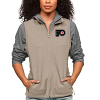 Women's Antigua Oatmeal Philadelphia Flyers Primary Logo Course Full-Zip Vest