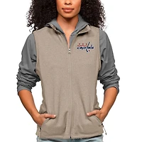 Women's Antigua Oatmeal Washington Capitals Primary Logo Course Full-Zip Vest