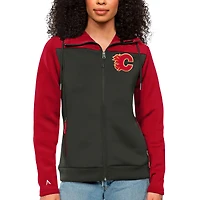 Women's Antigua Red/Charcoal Calgary Flames Protect Full-Zip Hoodie