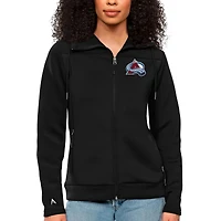 Women's Antigua Black Colorado Avalanche Team Logo Protect Full-Zip Hoodie