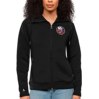 Women's Antigua Black New York Islanders Team Logo Protect Full-Zip Hoodie
