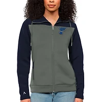 Women's Antigua Navy/Steel St. Louis Blues Protect Full-Zip Hoodie