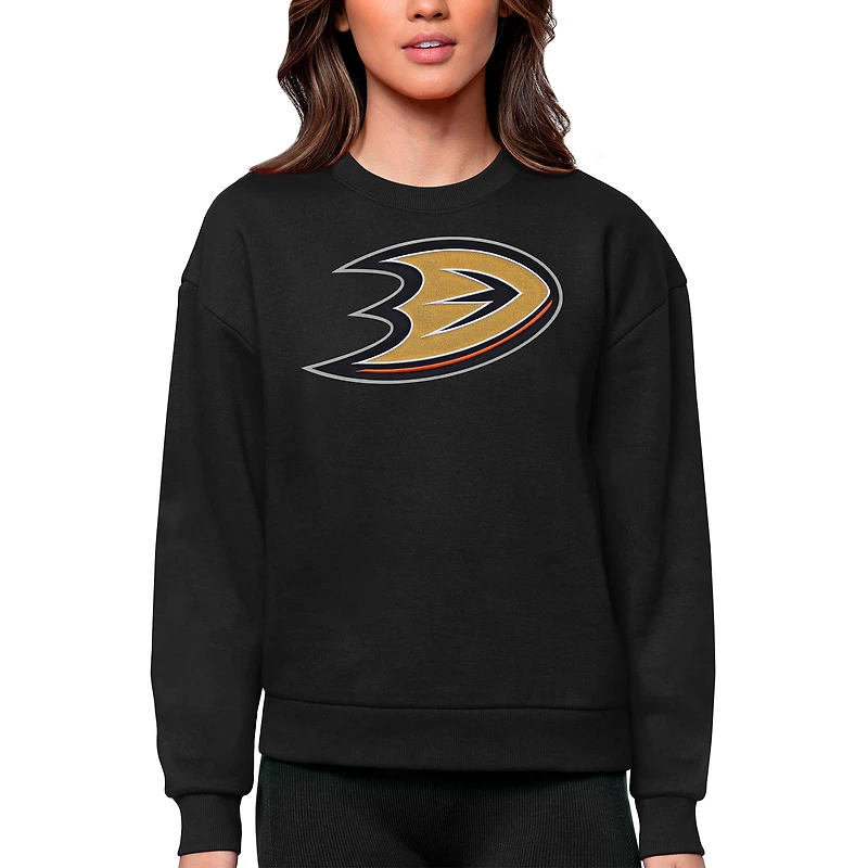 Women's Antigua Anaheim Ducks Primary Logo Team Logo Victory Crewneck Pullover Sweatshirt