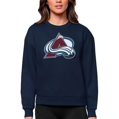 Women's Antigua Navy Colorado Avalanche Primary Logo Team Logo Victory Crewneck Pullover Sweatshirt