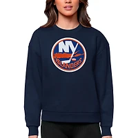 Women's Antigua Navy New York Islanders Primary Logo Team Logo Victory Crewneck Pullover Sweatshirt