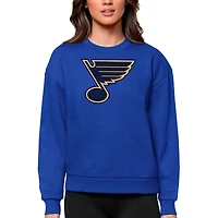 Women's Antigua Royal St. Louis Blues Primary Logo Team Logo Victory Crewneck Pullover Sweatshirt