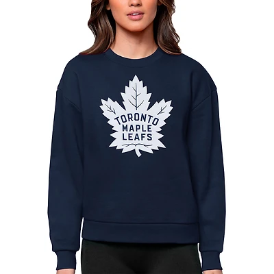 Women's Antigua Navy Toronto Maple Leafs Primary Logo Team Logo Victory Crewneck Pullover Sweatshirt