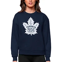 Women's Antigua Navy Toronto Maple Leafs Primary Logo Team Logo Victory Crewneck Pullover Sweatshirt