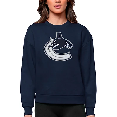 Women's Antigua Navy Vancouver Canucks Primary Logo Team Logo Victory Crewneck Pullover Sweatshirt