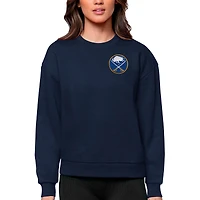 Women's Antigua Navy Buffalo Sabres Primary Logo Victory Crewneck Pullover Sweatshirt