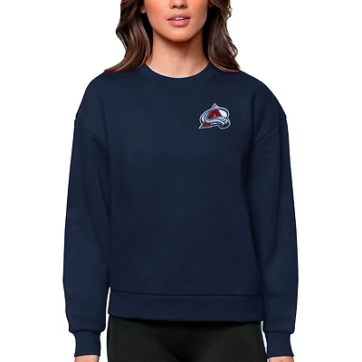Women's Antigua Navy Colorado Avalanche Primary Logo Victory Crewneck Pullover Sweatshirt