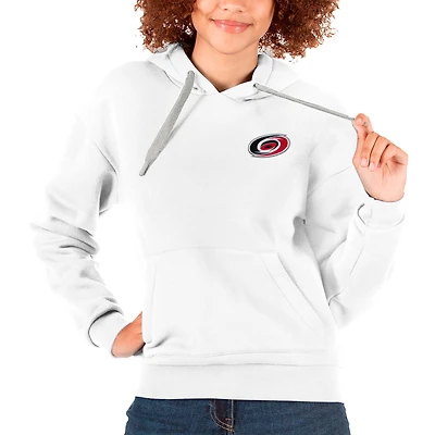 Women's Antigua White Carolina Hurricanes Primary Logo Victory Pullover Hoodie