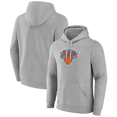 Men's Heather Gray New York Knicks Logo Pullover Hoodie