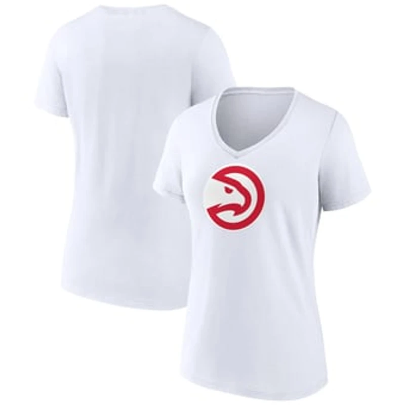 Women's White Atlanta Hawks Logo V-Neck T-Shirt