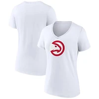 Women's White Atlanta Hawks Logo V-Neck T-Shirt