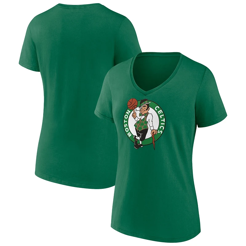 Women's Green Boston Celtics Logo V-Neck T-Shirt