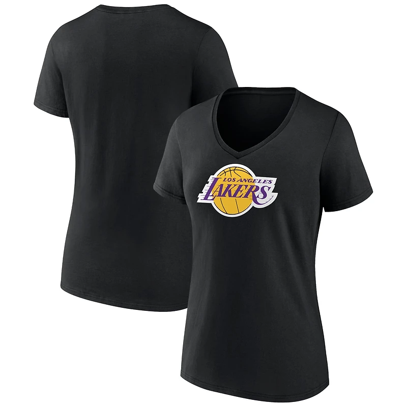 Women's Black Los Angeles Lakers Logo V-Neck T-Shirt