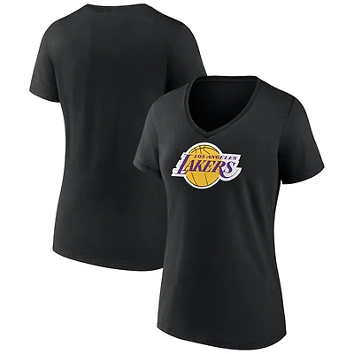 Women's Black Los Angeles Lakers Logo V-Neck T-Shirt