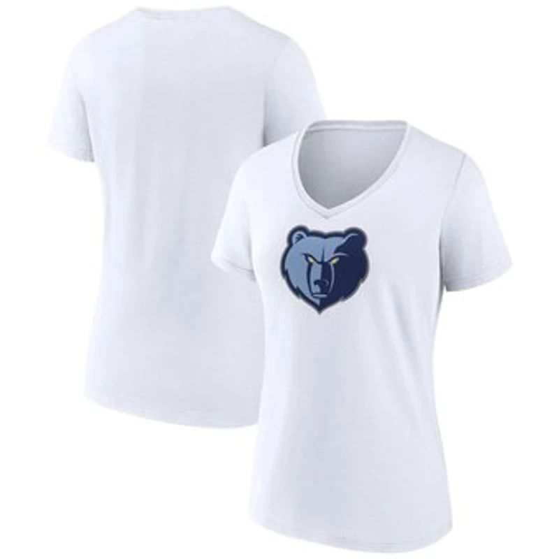 Women's White Memphis Grizzlies Logo V-Neck T-Shirt