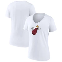 Women's White Miami Heat Logo V-Neck T-Shirt