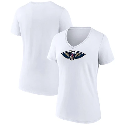 Women's White New Orleans Pelicans Logo V-Neck T-Shirt