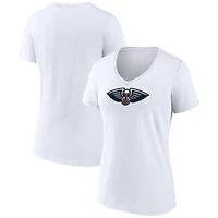 Women's White New Orleans Pelicans Logo V-Neck T-Shirt