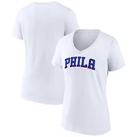 Women's White Philadelphia 76ers Wordmark V-Neck T-Shirt