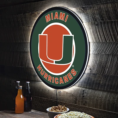Miami Hurricanes LED XL Round Wall Décor