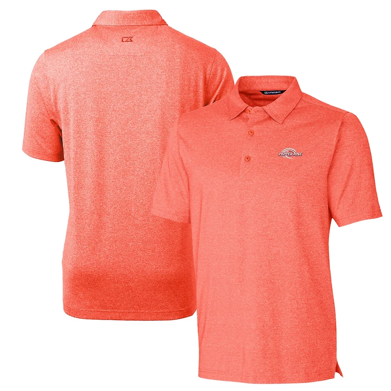 Men's Cutter & Buck Heather Orange Pepperdine Waves Forge Stretch Polo