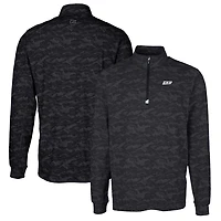 Men's Cutter & Buck Black Eastern Kentucky Colonels Traverse Camo Print Stretch Quarter-Zip Pullover Top