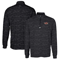 Men's Cutter & Buck Black Illinois State Redbirds Traverse Camo Print Stretch Quarter-Zip Pullover Top