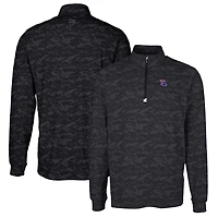 Men's Cutter & Buck Black Louisiana Tech Bulldogs Traverse Camo Print Stretch Quarter-Zip Pullover Top