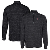 Men's Cutter & Buck Black Miami University RedHawks Traverse Camo Print Stretch Quarter-Zip Pullover Top