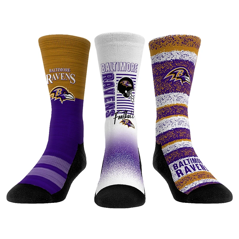 Youth Rock Em Socks Baltimore Ravens Throwback Three-Pack Crew Sock Set