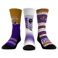 Youth Rock Em Socks Baltimore Ravens Throwback Three-Pack Crew Sock Set