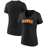 Women's Black Atlanta Hawks Wordmark V-Neck T-Shirt