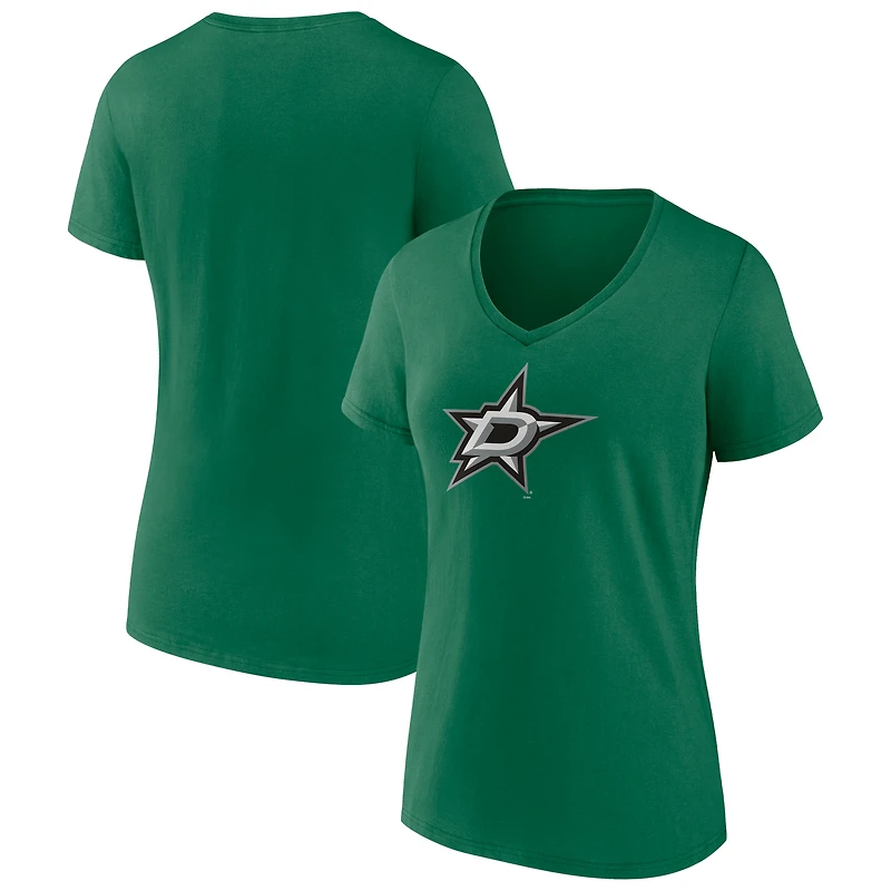 Women's Kelly Green Dallas Stars Team Logo V-Neck T-Shirt