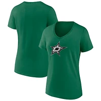 Women's Kelly Green Dallas Stars Team Logo V-Neck T-Shirt