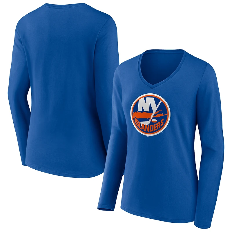 Women's Royal New York Islanders Team Logo Long Sleeve V-Neck T-Shirt