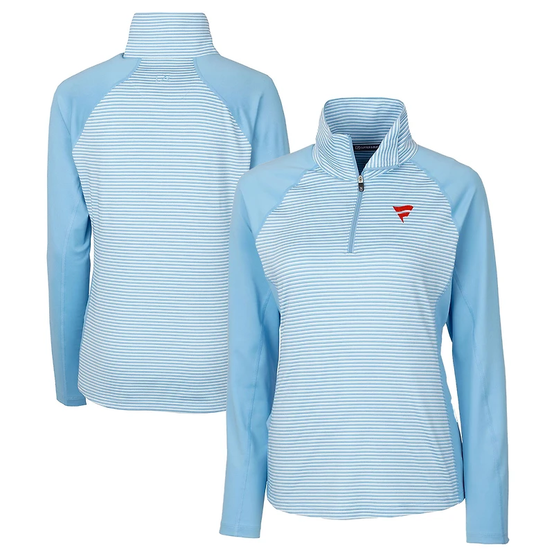 Women's Cutter & Buck Light Blue Fanatics Corporate Forge Tonal Stripe Stretch Half-Zip Pullover Top