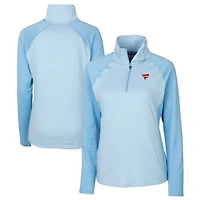 Women's Cutter & Buck Light Blue Fanatics Corporate Forge Tonal Stripe Stretch Half-Zip Pullover Top