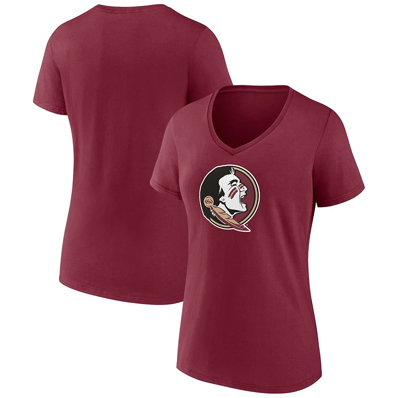 Women's Garnet Florida State Seminoles Team Logo V-Neck T-Shirt