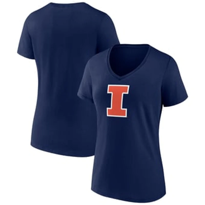 Women's Navy Illinois Fighting Illini Team Logo V-Neck T-Shirt