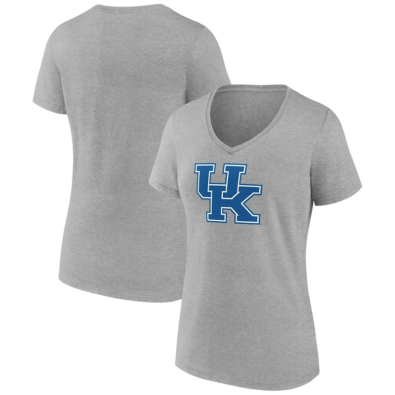 Women's Gray Kentucky Wildcats Team Logo V-Neck T-Shirt