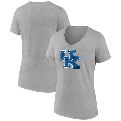 Women's Gray Kentucky Wildcats Team Logo V-Neck T-Shirt