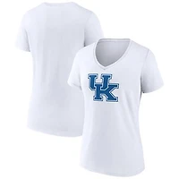 Women's White Kentucky Wildcats Team Logo V-Neck T-Shirt