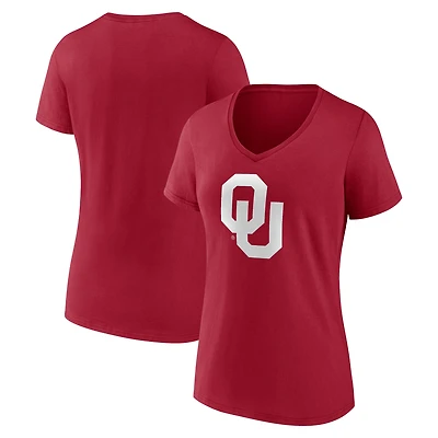 Women's Cardinal Oklahoma Sooners Team Logo V-Neck T-Shirt
