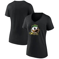 Women's Black Oregon Ducks Team Logo V-Neck T-Shirt