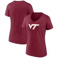 Women's Maroon Virginia Tech Hokies Team Logo V-Neck T-Shirt