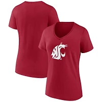 Women's Cardinal Washington State Cougars Team Logo V-Neck T-Shirt